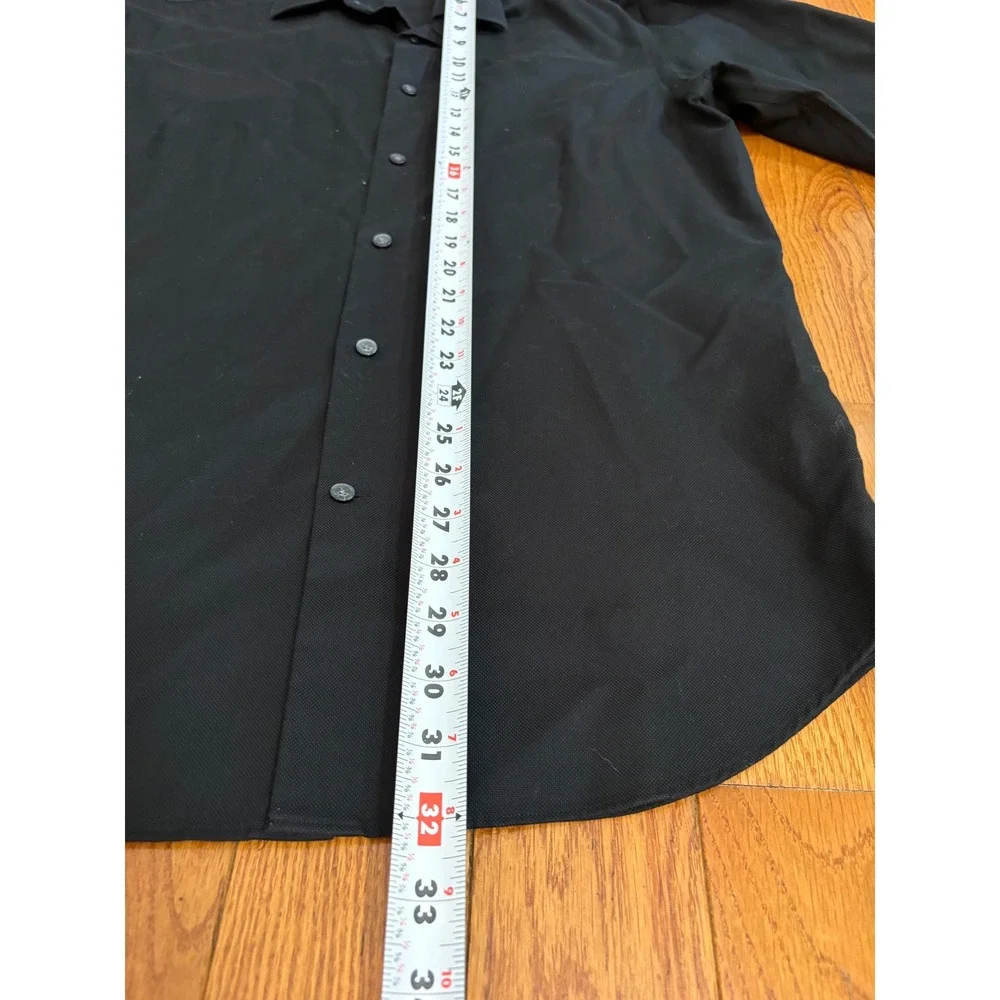 Banana Republic Mens Non Iron Slim Fit Dress Shirt Black 15-15.5 M Cotton RN5402